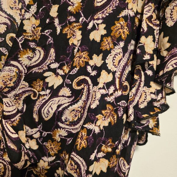 Intimately Free People Call Me Later Bodysuit Paisley Black XL Ruffle Chic Boho - Picture 9 of 15
